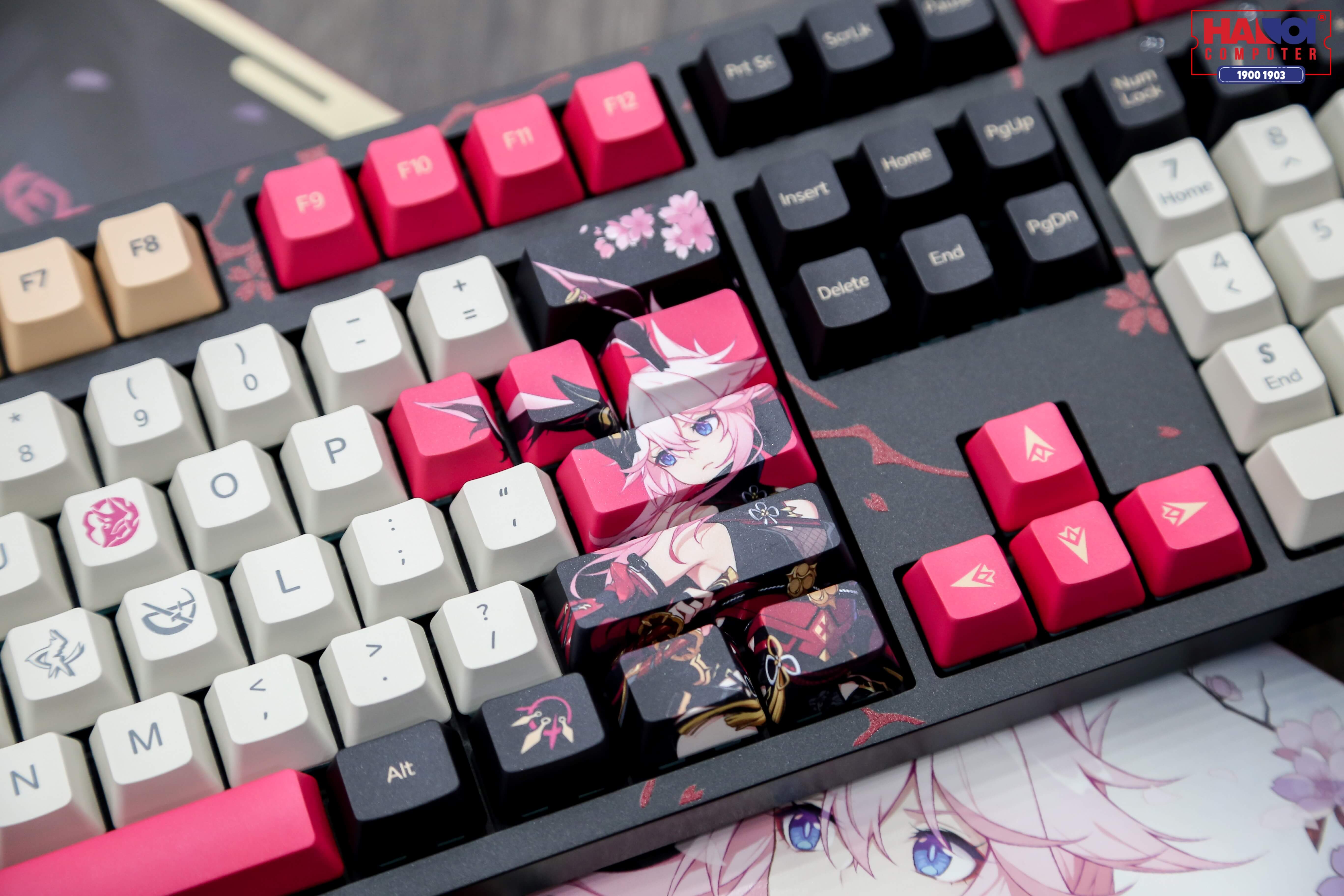 Bàn phím Akko 3108 v2 Honkai Impact 3rd - Yae Sakura (Akko Pink sw) sở hữu bộ keycap chất lượng cao và độc đáo